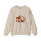 Give Thanks Pumpkin Harvest Sweatshirt in Sand, front view